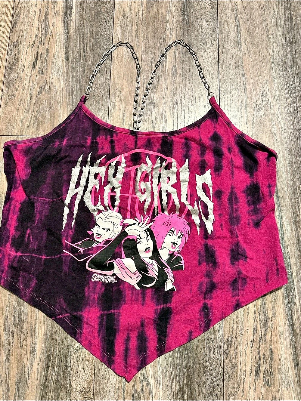 Hot Topic graphic chain-strap crop top Tie-Dye Crop Top Size